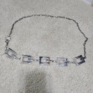 Vintage Y2K Silver Rectangle Metallic Chain Chunky Belt